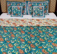 Teal Blossom Cotton Quilt
