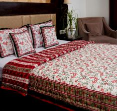 Crimson Bloom Jaipuri Quilt