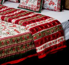 Crimson Bloom Jaipuri Quilt