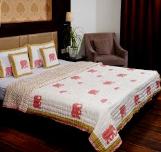 Pink Elephant Jaipuri Quilt