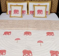 Pink Elephant Jaipuri Quilt