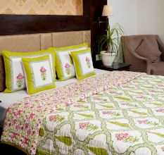 Lime Blossom Jaipuri Quilt