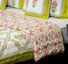 Lime Blossom Jaipuri Quilt
