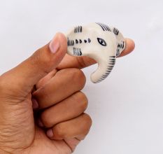 Handmade Ceramic Cream Black Elephant Design Cabinet Knob