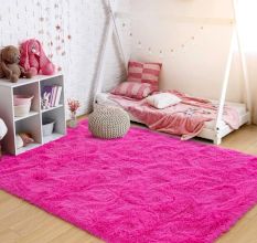 Modern Pink Textured Living Rug