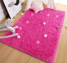 Modern Pink Textured Living Rug