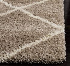Modern Beige Shaggy Living Rug