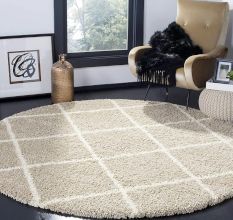 Modern Beige Shaggy Living Rug