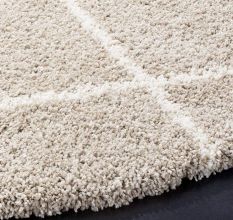 Modern Beige Shaggy Living Rug