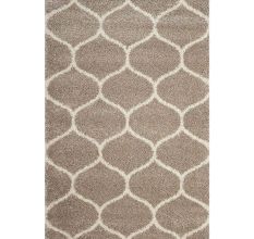 Modern Beige Plush Bedroom Rug