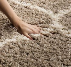 Modern Beige Plush Bedroom Rug