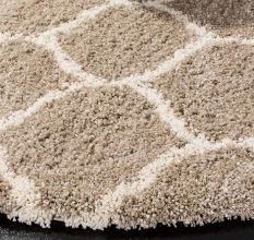 Modern Beige Plush Bedroom Rug