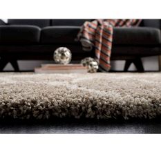Modern Beige Plush Bedroom Rug
