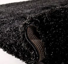 Modern Black Shaggy Hall Rug