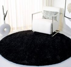 Modern Black Shaggy Hall Rug