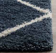 Modern Blue Shaggy Living Mat