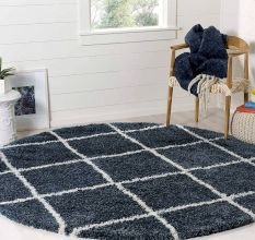 Modern Blue Shaggy Living Mat