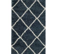 Modern Blue Shaggy Living Mat