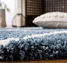 Modern Blue Shaggy Living Mat