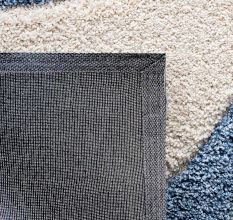 Plush blue Textured Living Rug