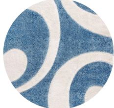 Plush blue Textured Living Rug