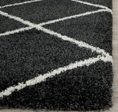 Plush Grey Shaggy Hall Runner