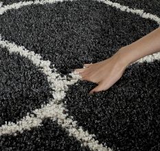 Modern Dark Grey Plush Bedroom Carpet
