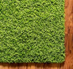 Trendy Green Shaggy Bedroom Rug