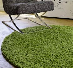 Trendy Green Shaggy Bedroom Rug
