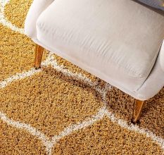 Modern Gold Shaggy Living Rug
