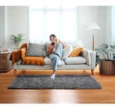 Soft Grey Textured Hall Mat