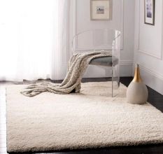 Modern Ivory Geometric Dining Carpet