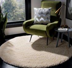 Modern Ivory Geometric Dining Carpet