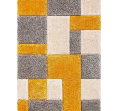 Modern gold Geometric Hall Rug