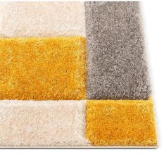 Modern gold Geometric Hall Rug