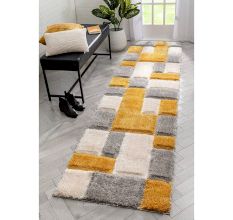 Modern gold Geometric Hall Rug