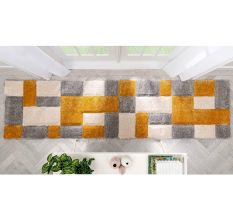 Modern gold Geometric Hall Rug