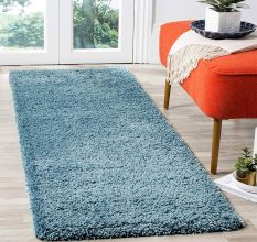 Blue Modern Shaggy Hall Mat