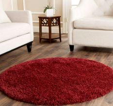 Modern Maroon Geometric Bedroom Rug