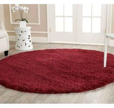 Modern Maroon Geometric Bedroom Rug