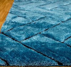 Modern Blue Geometric Living Mat