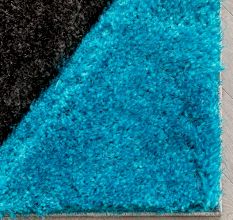 Modern blue Geometric Bedroom Rug