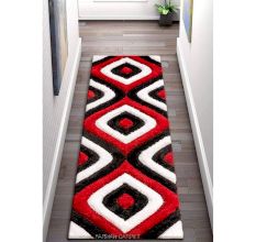 Modern Red Geometric Living Carpet