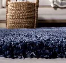 Soft Navy Blue Shaggy Hall Rug