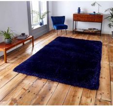 Modern Navy Blue Shaggy Rug