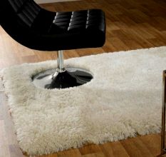 Handwoven White Shaggy Rug