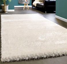 Handwoven White Shaggy Rug