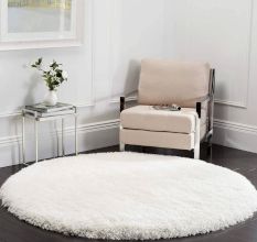 Handwoven White Shaggy Rug