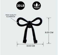3 Pieces Decorative Black Aluminium Bow Wall Hooks