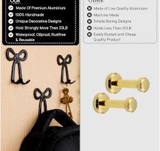 3 Pieces Decorative Black Aluminium Bow Wall Hooks